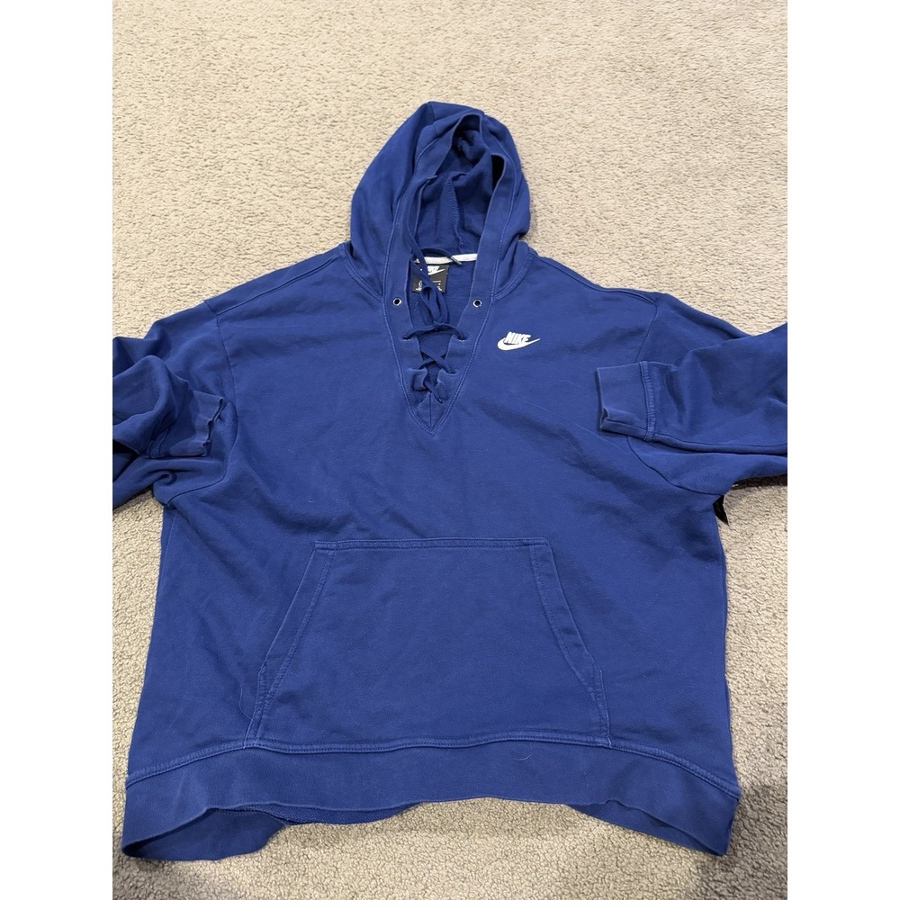 Nike Men's Lace up Hoodie Blue Long Sleeve Size Large‎